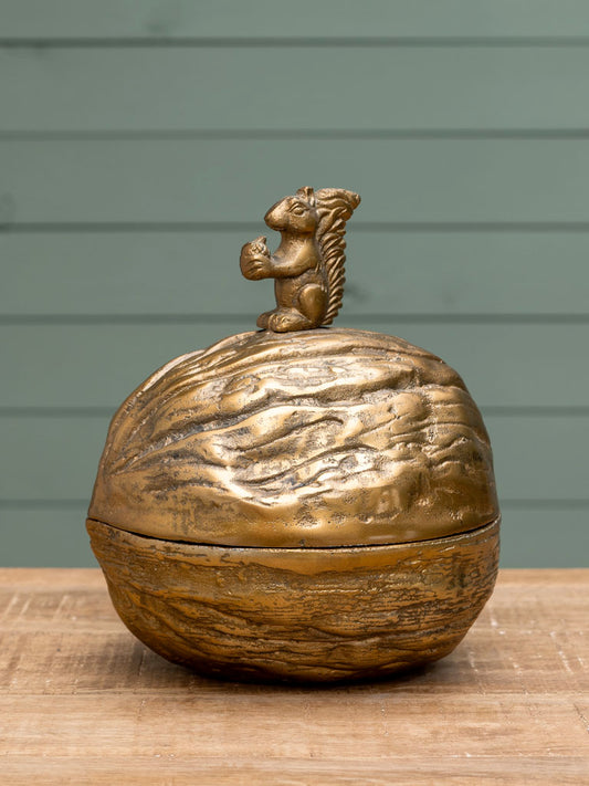 Boite métal doré Noix et Ecureuil